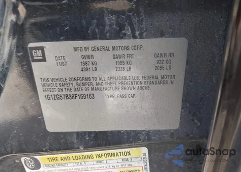 2008 Chevrolet Malibu Ls z USA, uszkodzony, nr VIN 1G1ZG57B38F169163